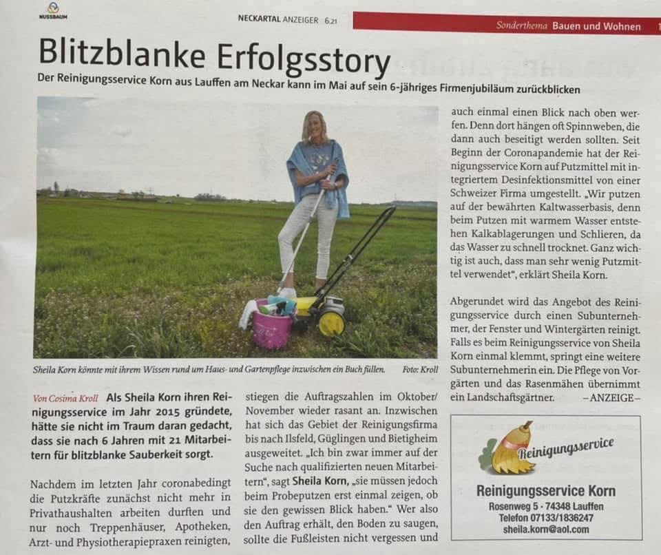 Zeitungsartikel: Blitzblanke Erfolgsstory