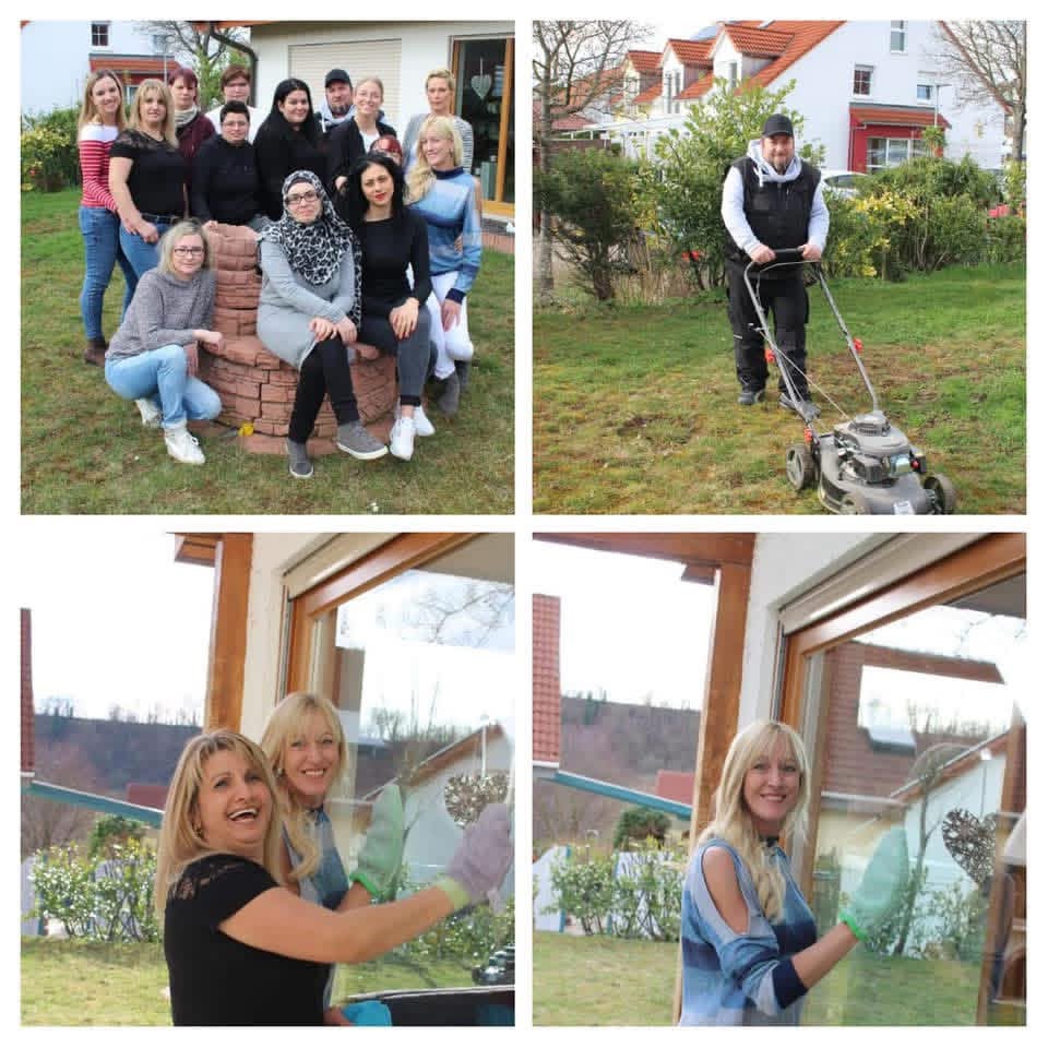 Das Team von Reinigungsservice Korn bei der Arbeit – Gruppenfoto, Rasenmähen, Fensterreinigung